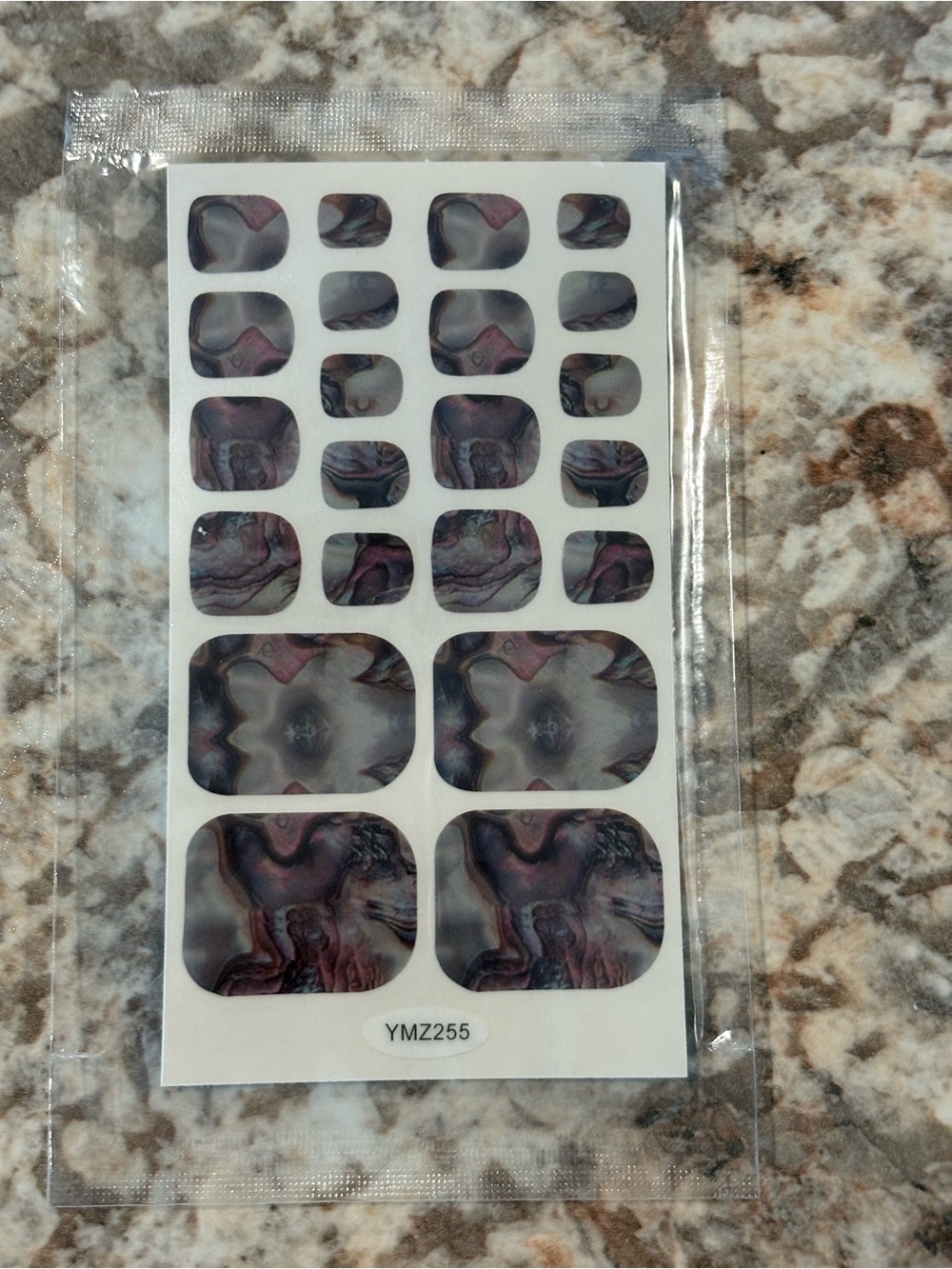 Marbled Toe Nail Wraps Sticker Set - Purple Gray Swirl